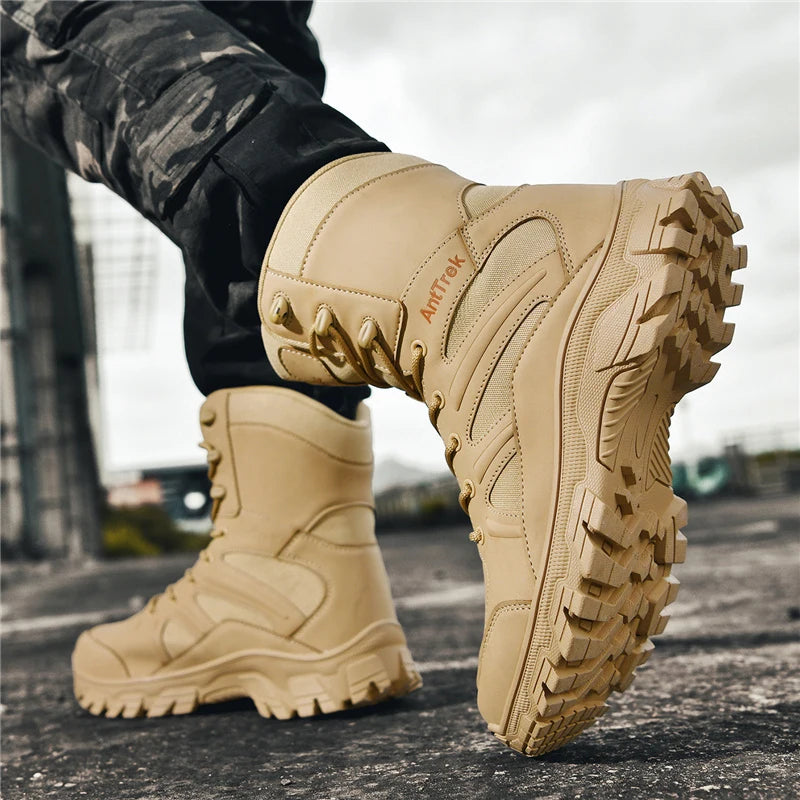 Men's Fashion Boots - Motocross Style High-Top Boots