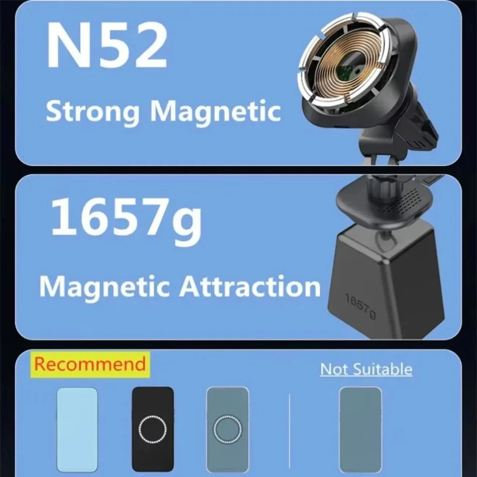 Magnetic Car Wireless Charger Stand Phone Holder Air Vent Mount Clip Support In Car Fast Charging for iPhone 16-12 Pro Max Mini