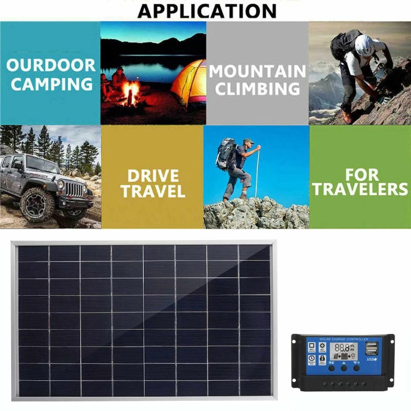 300W/600W Solar Panel Kits 12V Solar Panel 100A Controller Power Portable Solar Battery Charger for Outdoor Camping Mobile RV