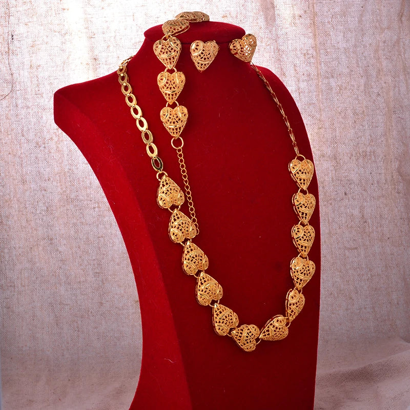 Luxurious Dubai Gold Plated Jewelry Set for Wedding Party