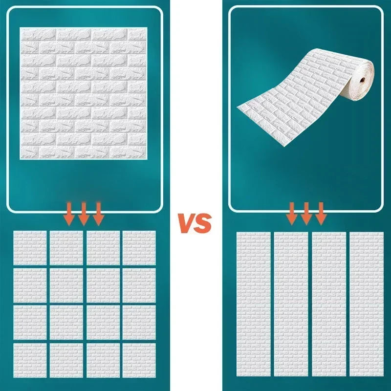 Self-Adhesive Foam Wallpaper Sticker 3D Imitation Brick Wall Sticker for Living Room Bedroom Home Kitchen Bathroom Decoration