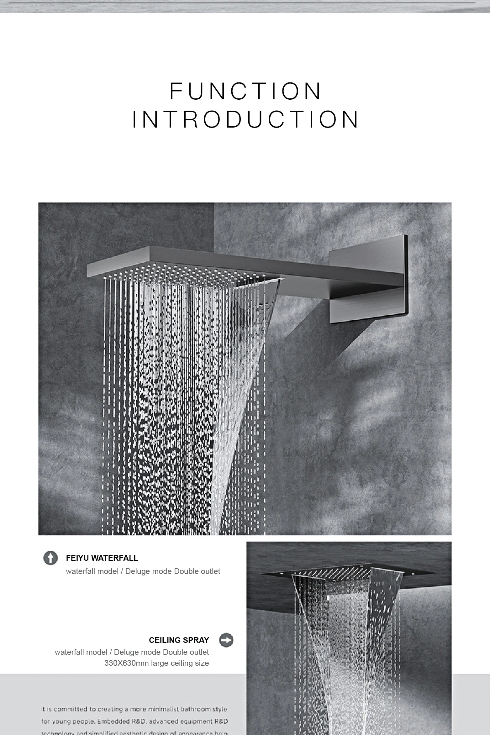 Vòi sen đen đồng thau LED 4 chức năng cao cấp