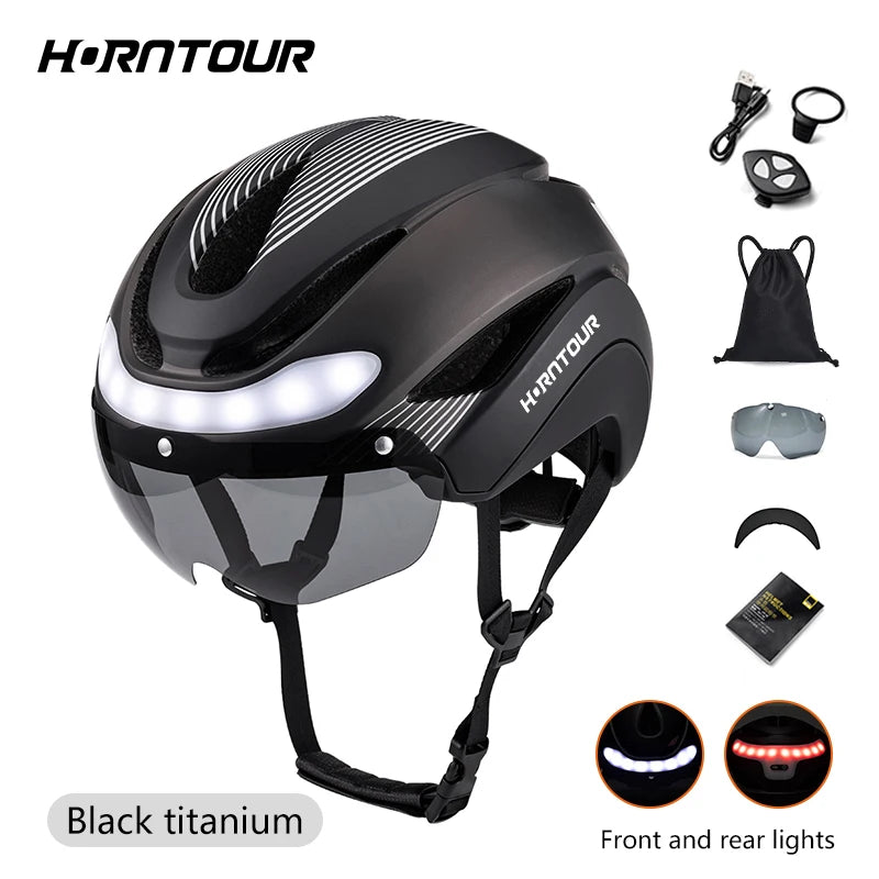 HelmetPro: LED Bicycle Helmet &amp; Magnetic Goggles