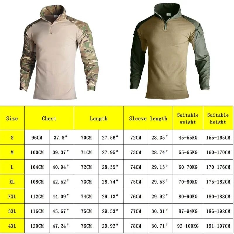 Men's Tear Resistant Cotton Camo Long Sleeve Tactical Shirt