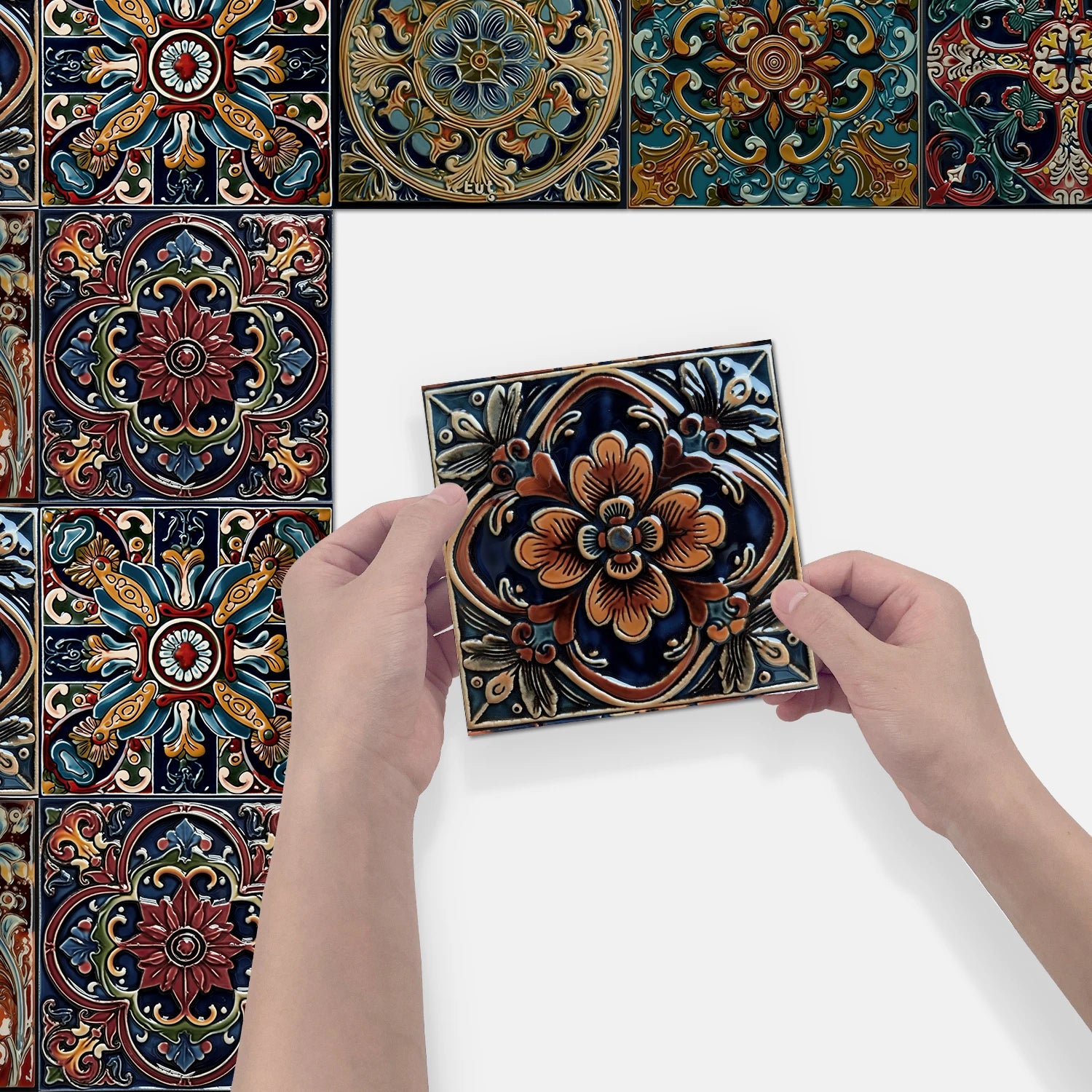 Bộ 10 Miếng Dán Tường Hoa Văn Maroc Chống Nước PVC - Daisan Mart