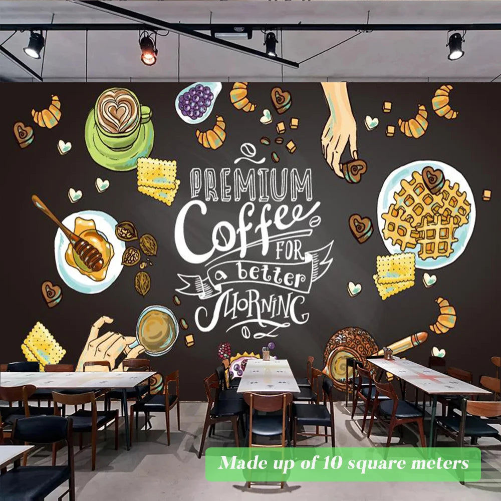 Custom Size Mural Wallpaper 3D Grilled Steak Pizza Shop Donuts Wall Painting Restaurant Cafe Modern Kitchen Spices Wall Papers