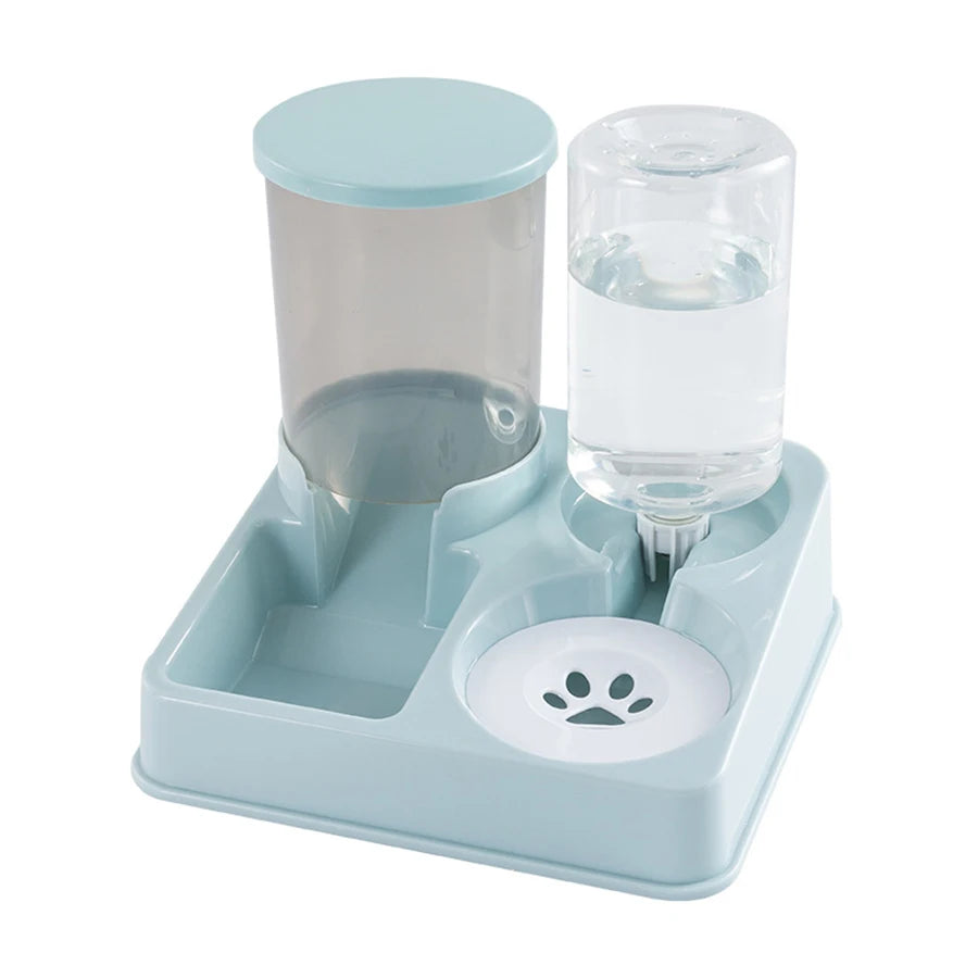 Automatic Cat Feeder Water Dispenser Set, 2 In 1 Tilted Automatic Pet Food And Water Feeder Gravity Food Feeder and Waterer - Daisan Mart