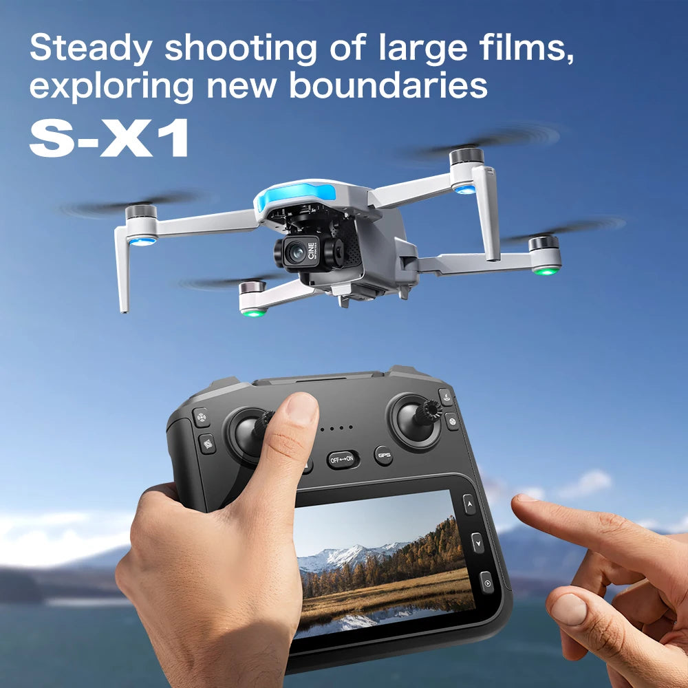 2025 S-X1 Mini Drone with Large Screen 3-Axis Gimbal Anti-Shake 5G GPS HD EIS Cameras Brushless Aerial Drone RC Quadcopters Toys