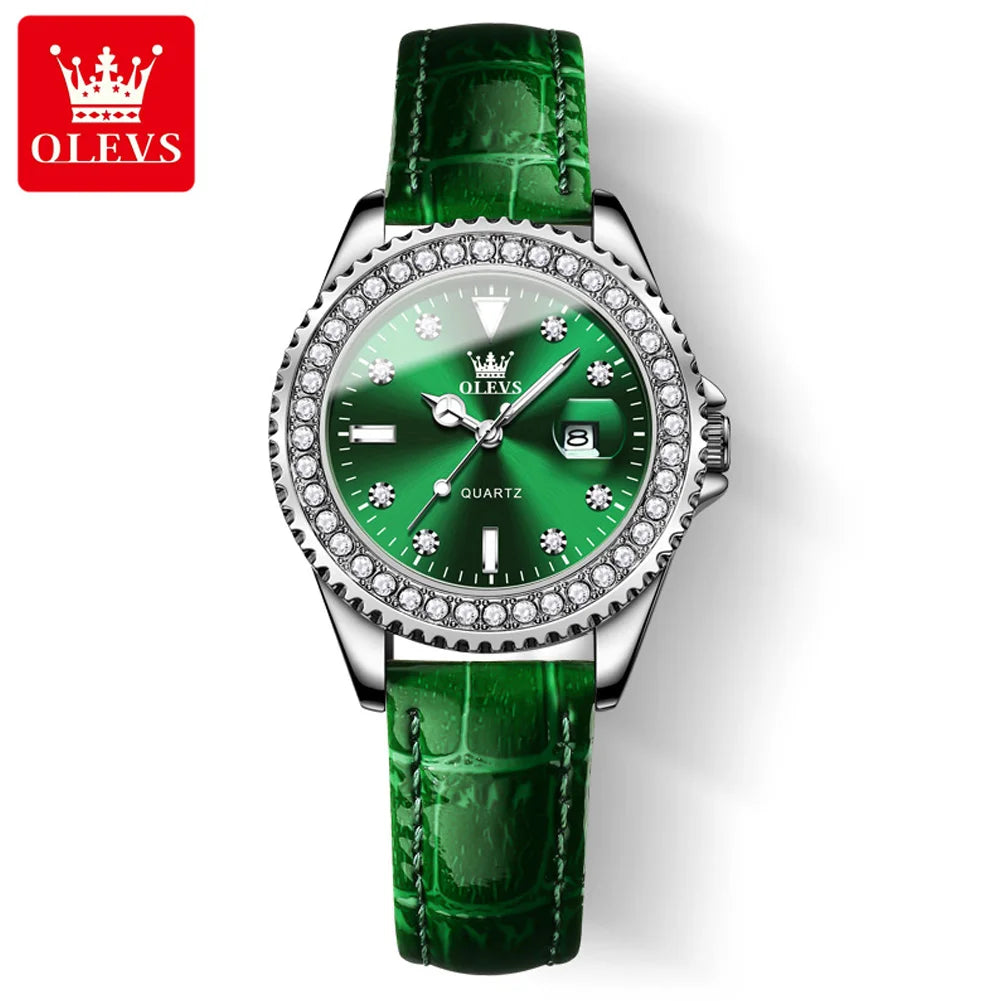 OLEVS 9945 luxury women's watch, studded with stones, date calendar