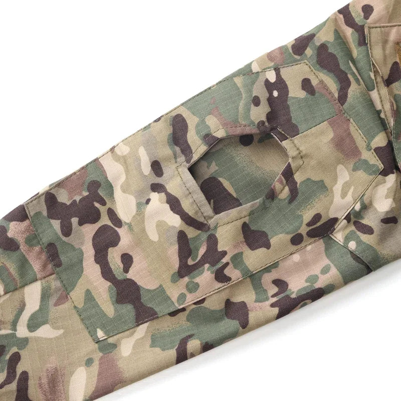 Men's Tear Resistant Cotton Camo Long Sleeve Tactical Shirt