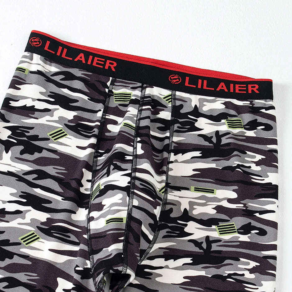 Men's Autumn Winter Camouflage Printed Underwear Set