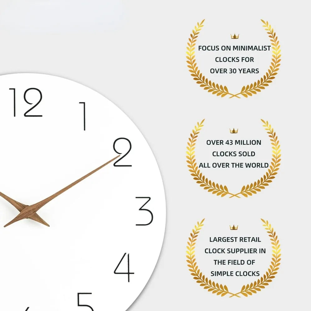 Đồng Hồ Treo Tường Gỗ 12 Inch Tối Giản Không Tích Tắc