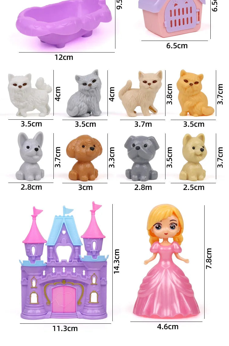 Bộ Đồ Chơi Gia Đình Thú Cưng Mini Dễ Thương Cho Bé