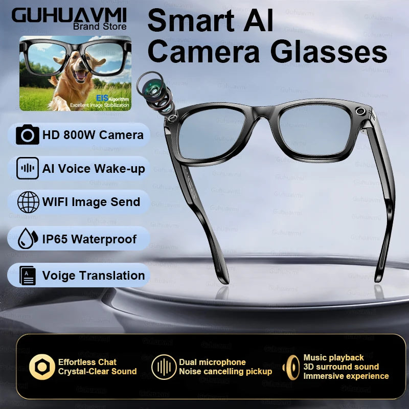 AI Smart Glasses 2025: Sharp Camera &amp; Bluetooth Music