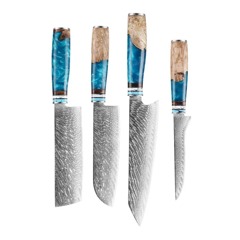 Damascus Kitchen Knife Set - Sharp and Multi-Purpose Japanese