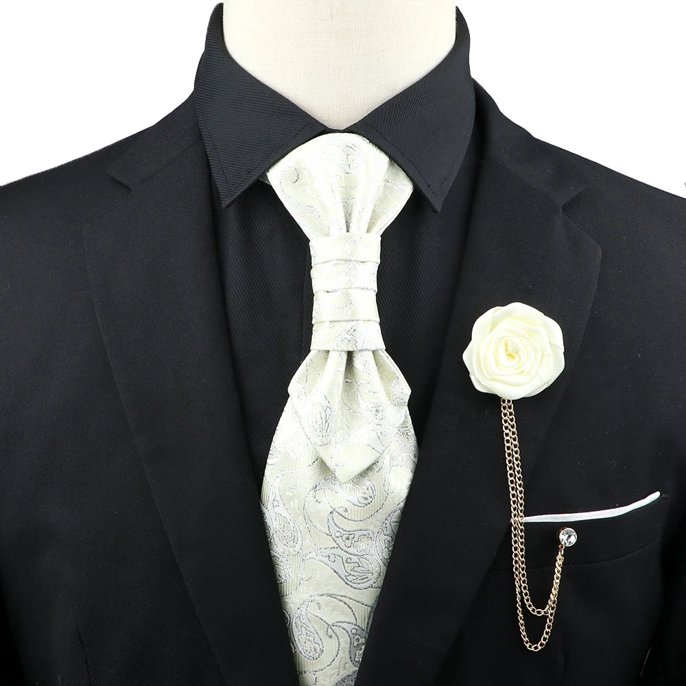 Premium luxury Paisley men's tie &amp; brooch