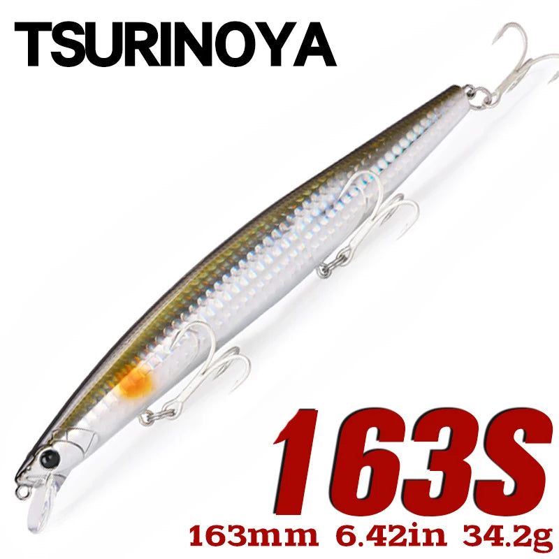 TSURINOYA 34.2g STINGER 163S Sinking Minnow 163mm Sea Fishing Lure Hard Artificial Pike Fishing Baits Tackle DW119