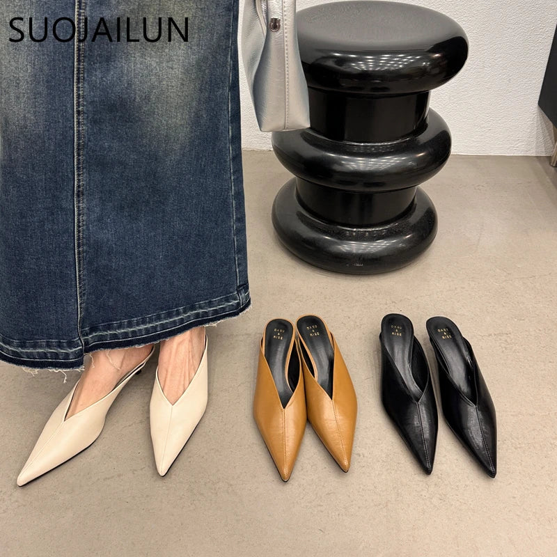 SUOJAILUN 2024 New Fashion Pointed Toe Women's Sandals