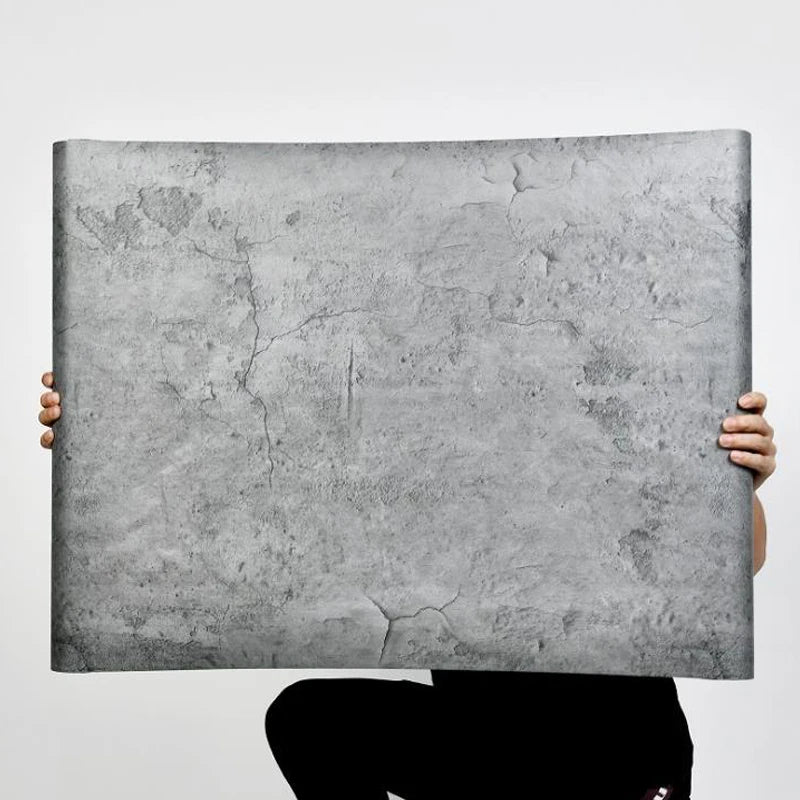 PVC Retro Cement Grey Waterproof Self-adhesive Wallpaper Hotel Cafe Library Living Room Bedroom Wall Renovation Vinyl Stickers