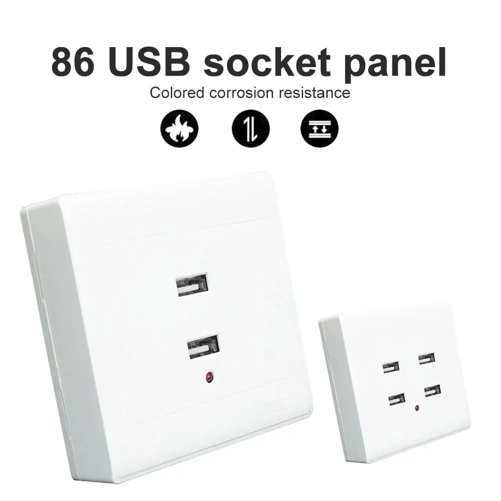 Hai bảng cắm USB màu trắng, mỗi bảng có hai và bốn cổng USB. Chống ăn mòn.
