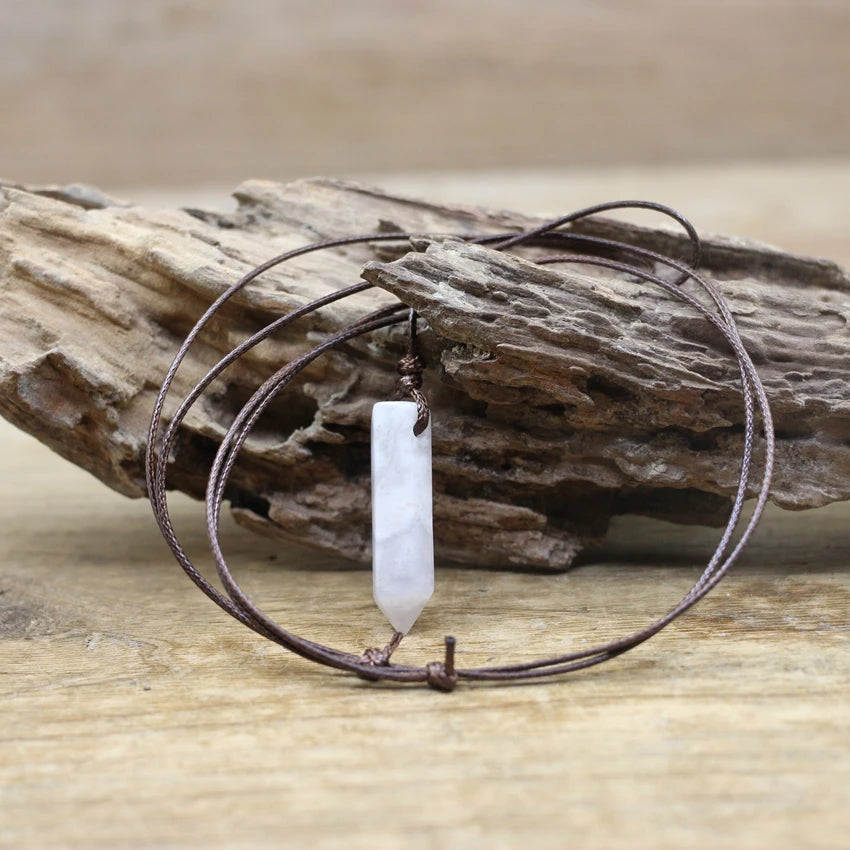 Hexagonal Natural Quartz Stone Necklace