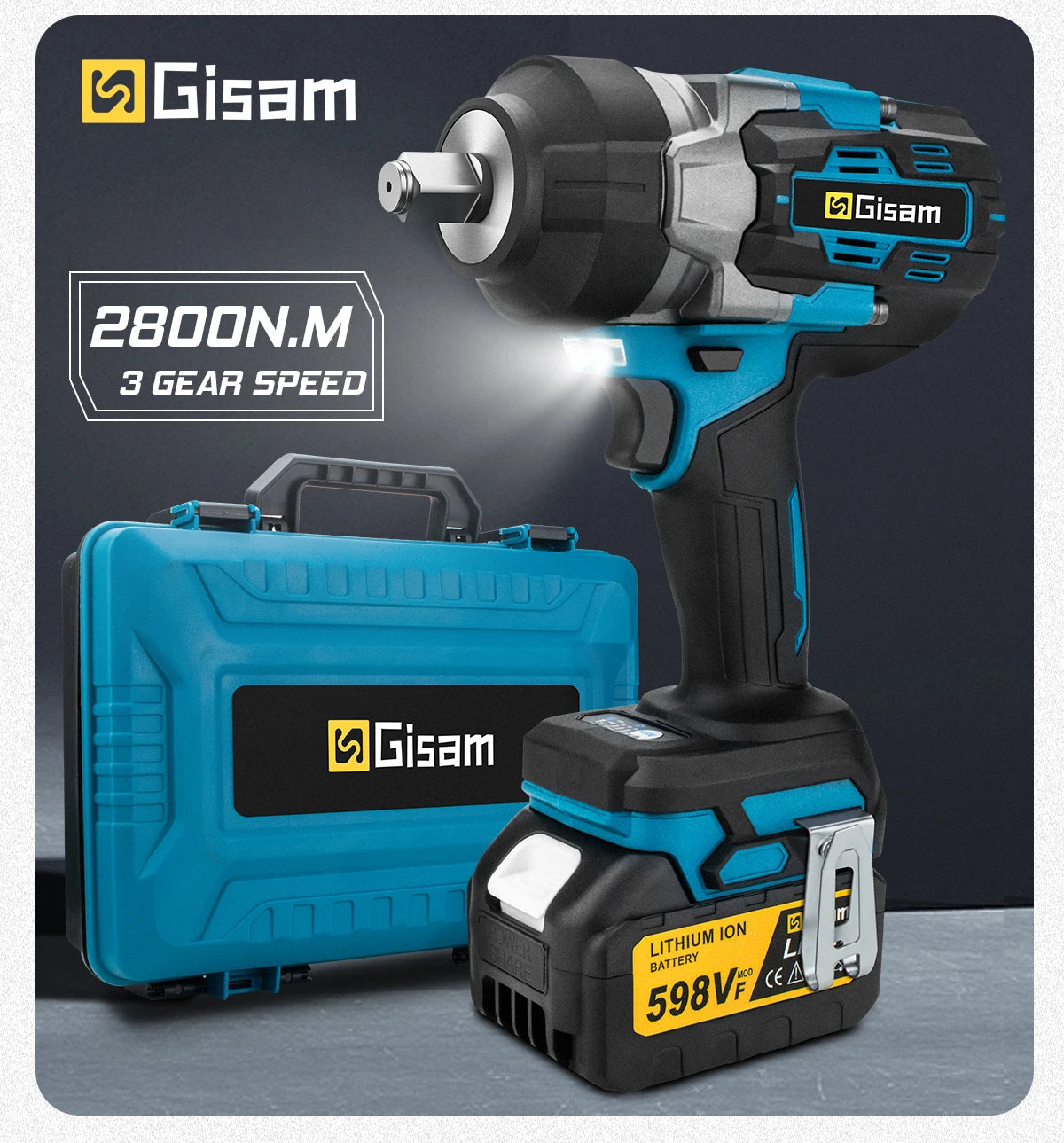Máy Vặn Ốc Dùng Pin Không Chổi Than Gisam 2800N.M - Daisan Mart