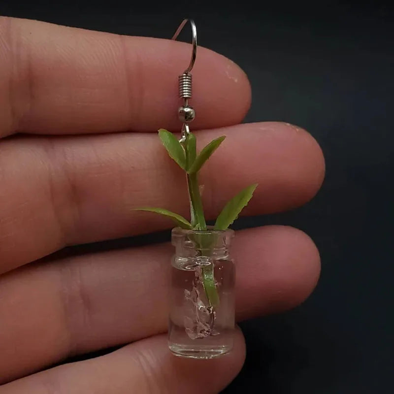 House Plant Clipping Earrings House Plant Jewelry jar earrings nickel free jewelry lover gifts plant gifts y2k Halloween Jewelry