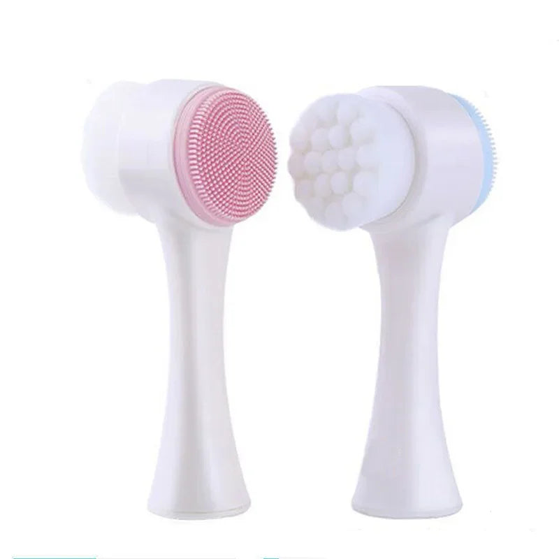 Double-sided soft exfoliating 3D silicone facial brush