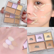 The five-color concealer covers spots, acne marks, dark circles and tear troughs for a long time. The contouring foundation does