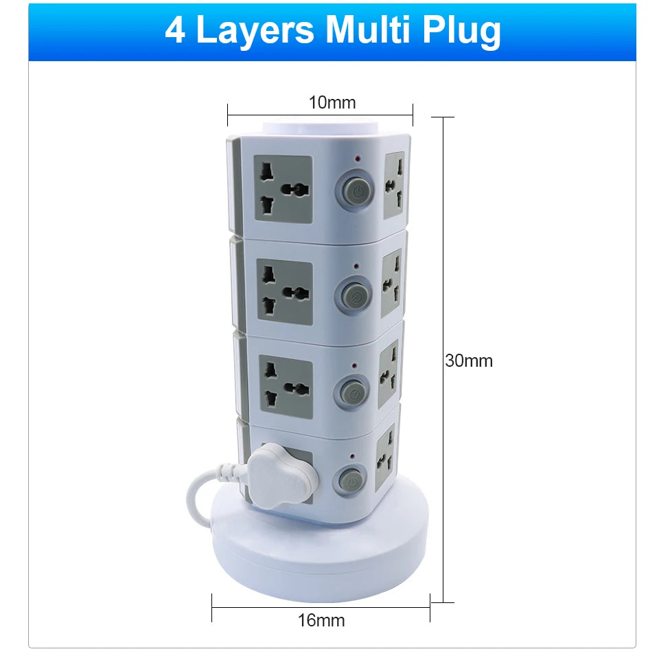 Tháp Ổ Cắm Đa Năng OMCH, 4 USB, Chống Quá Tải