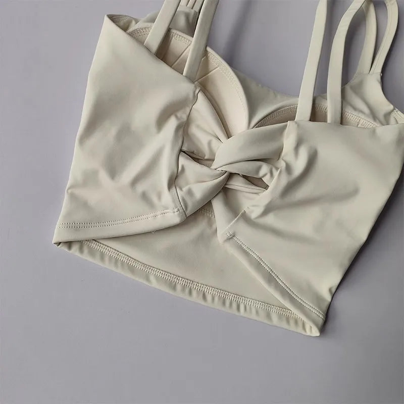 Áo Tập Nữ Đệm Cố Định, Sexy, Thắt Nút Sau, Yoga - Daisan Mart