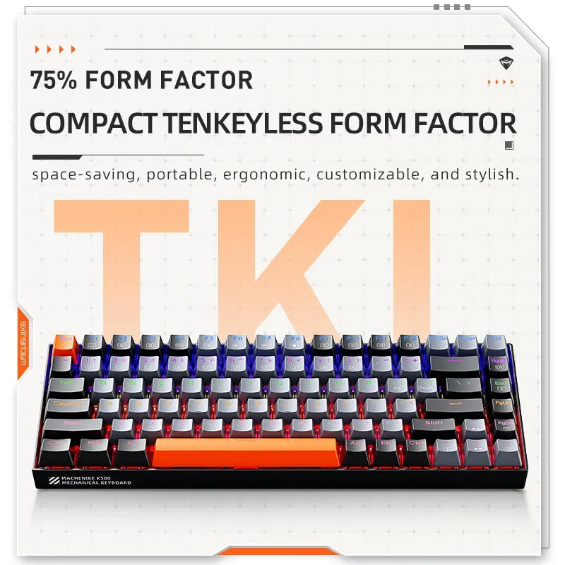 Bàn phím cơ Machenike K500A 75% TKL 6 màu cho game thủ