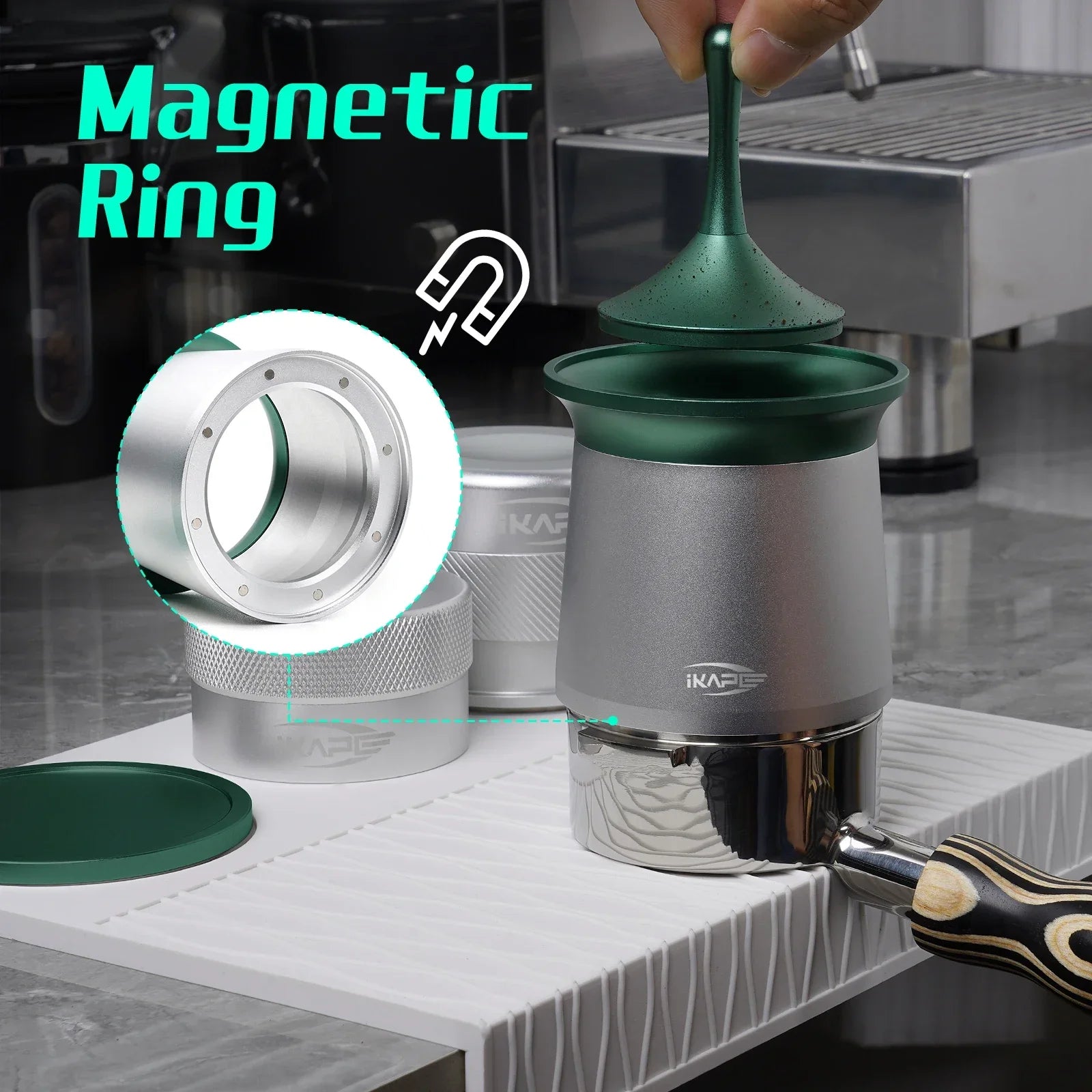 IKAPE Coffee Blind Shaker, Espresso Powder Receiver Cup, Coffee Powder Receiver Container Fits 51/54/58mm Portafilters, Silver