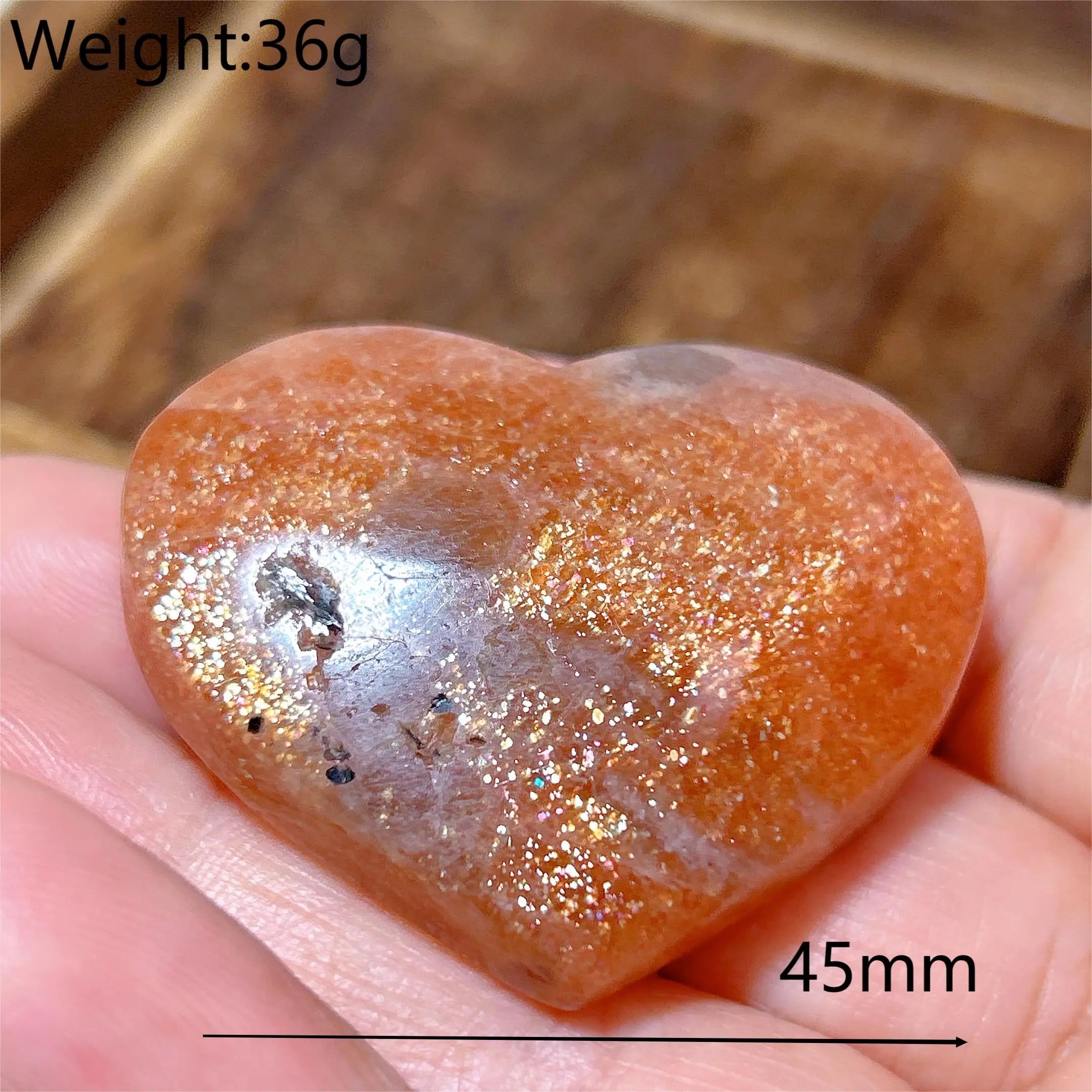 Natural Sunstone Heart Shaped Healing Decoration