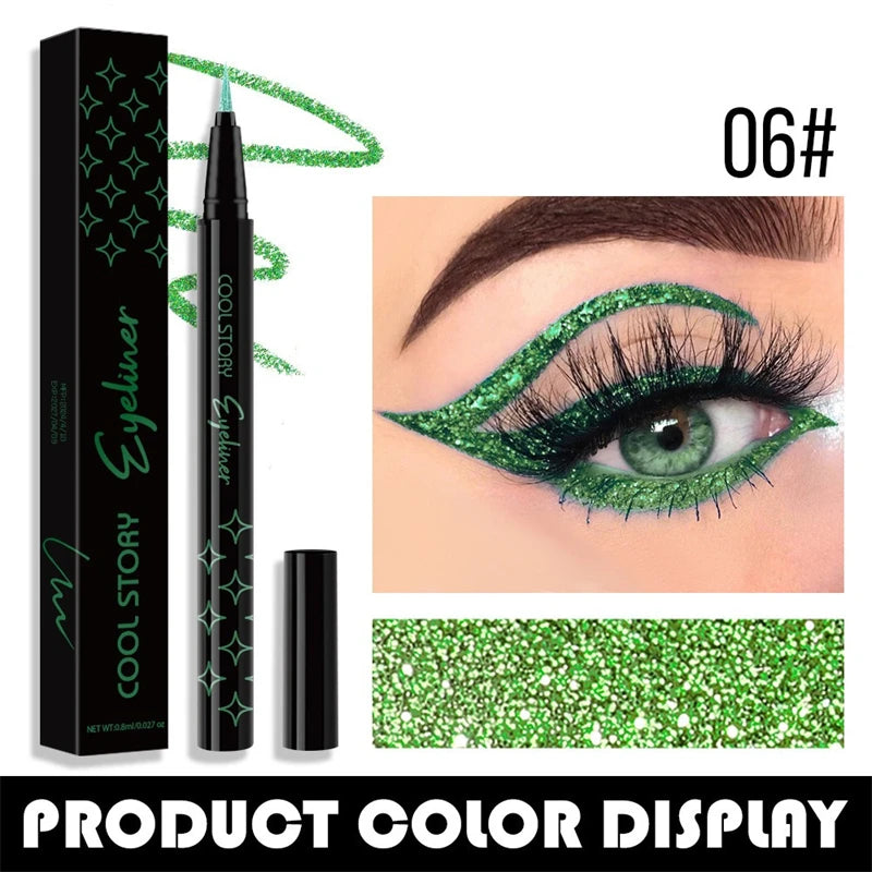 7-Color Glitter Eyeliner - Long-lasting, Waterproof