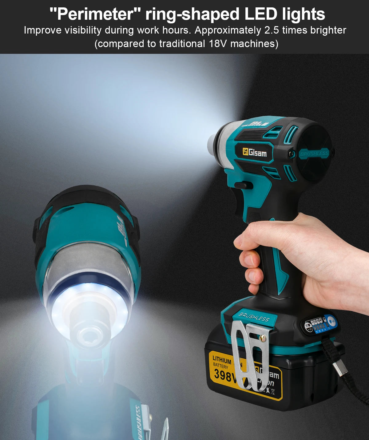 688N.m 1/4'' Brushless Electric Screwdriver Cordless Screwdriver Electric Drill Impact Driver Kit for Makita 18V Battery Battery