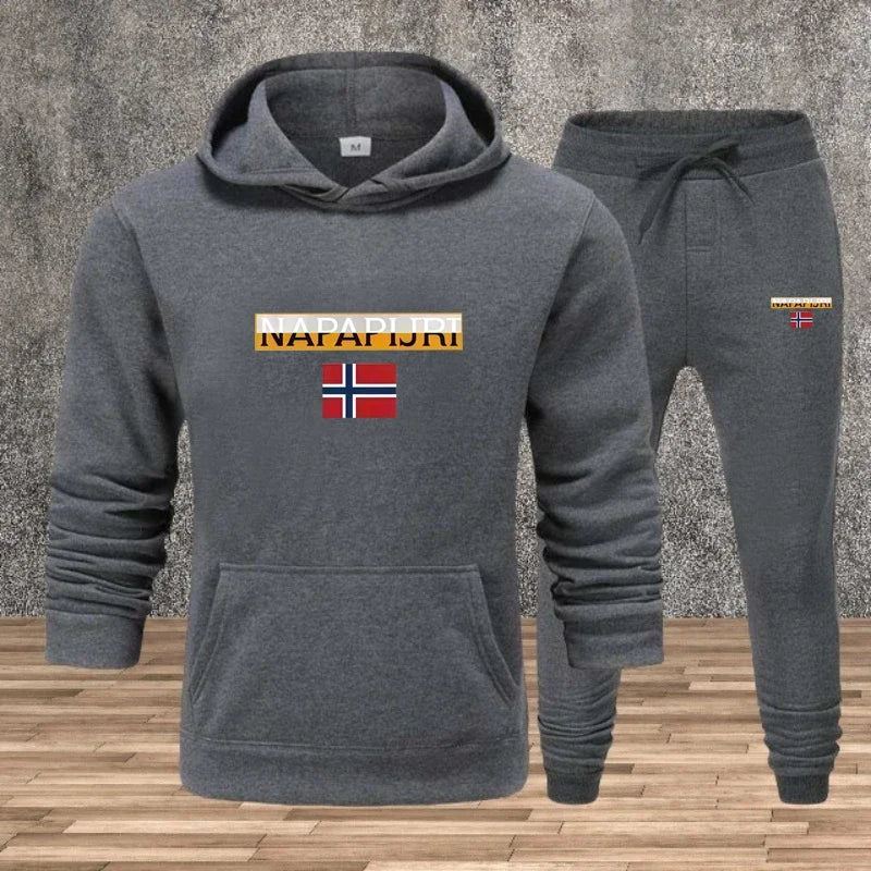 Men's Sportswear Printed Shirt Jogger Pants 2 Piece Dynamic Set