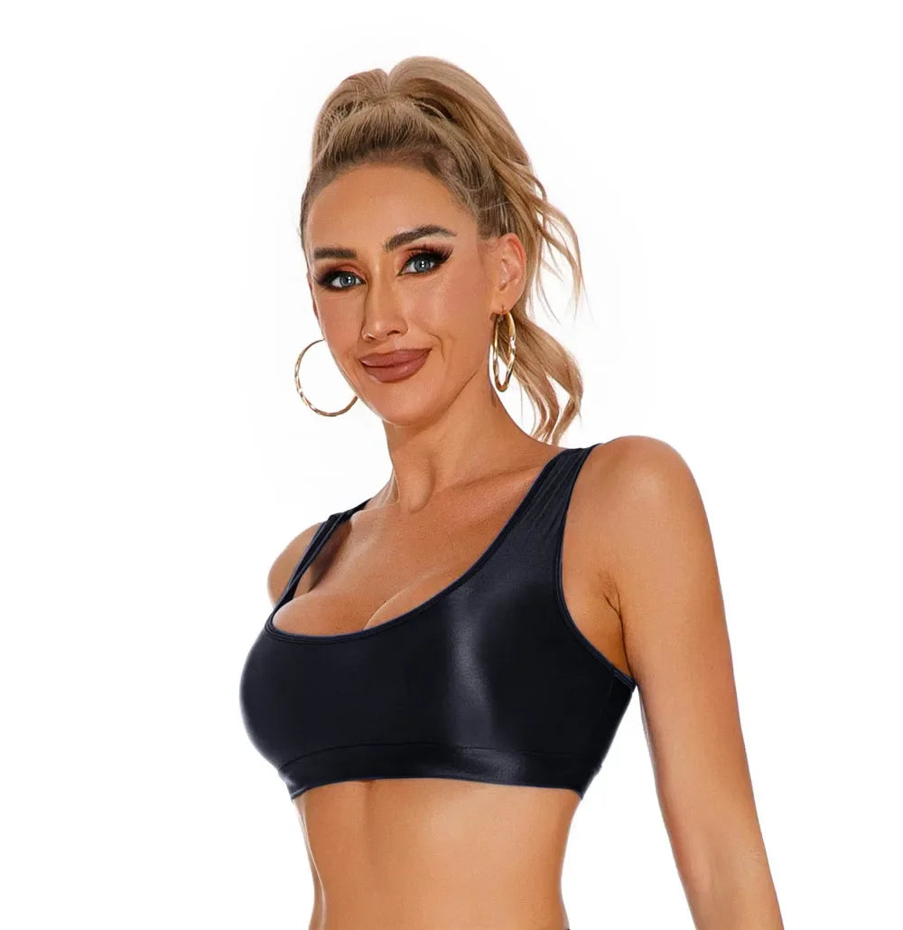 Women's Sexy Crop Top Bodycon Sports U-Neck