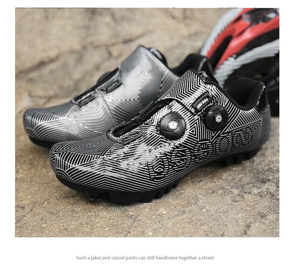 Giày Đạp Xe Nam Siêu Nhẹ Khóa Đôi Phát Sáng MTB