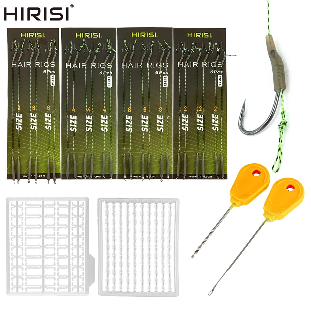 Lưỡi Câu Cá Chép HIRISI Thép Carbon, Dây Bện, Có Ngạnh