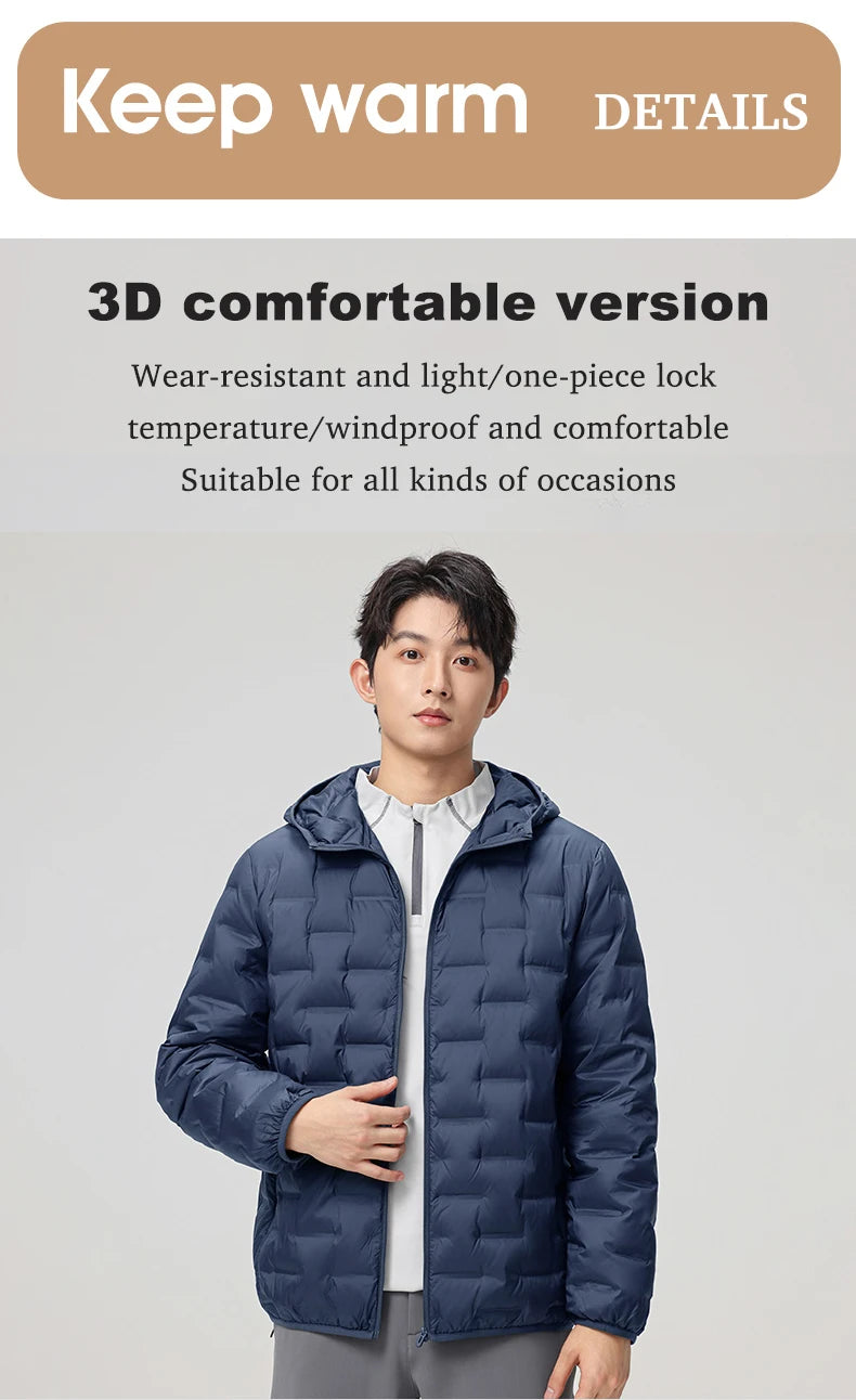 Men's waterproof down jacket keeps warm outdoors
