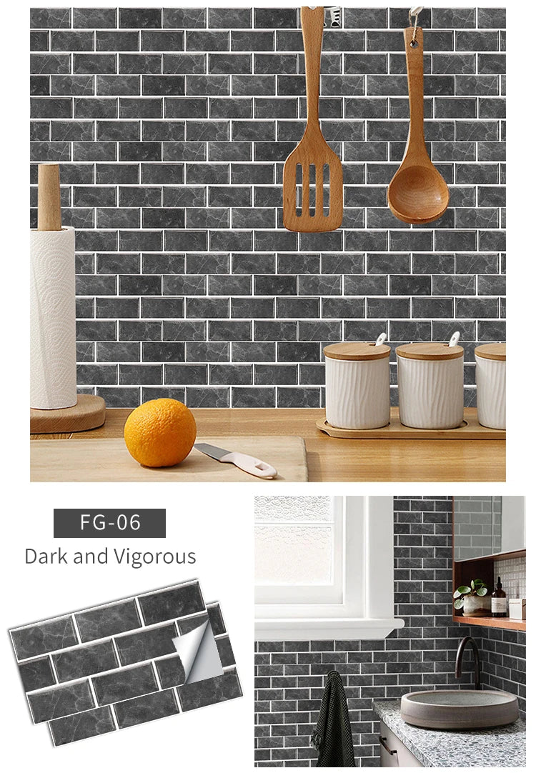 Wallpaper Ceramic Marble Colorful 3D Bathroom Waterproof Kitchen Oil-proof Wall Decal Decorative Tile Stickers Self-adhesive PVC