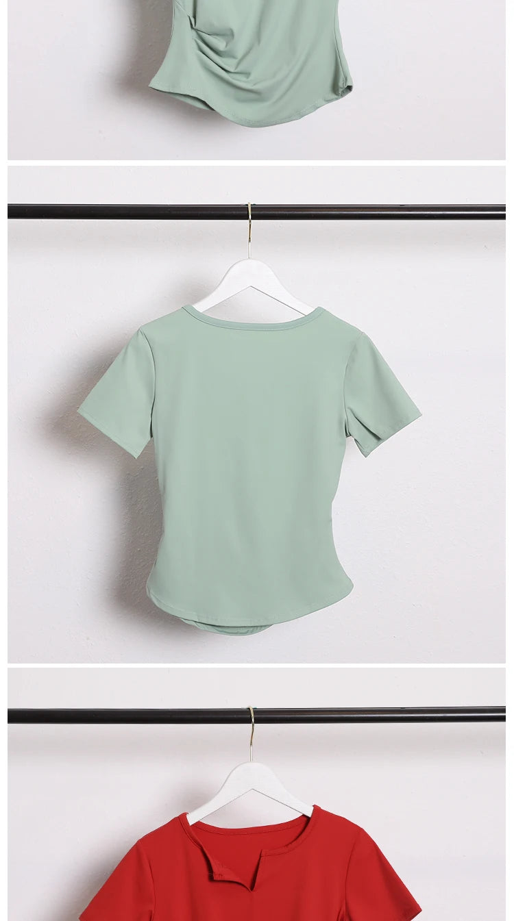 Sexy Fashion Women's Bodycon Gym Shirt with Chest Pad