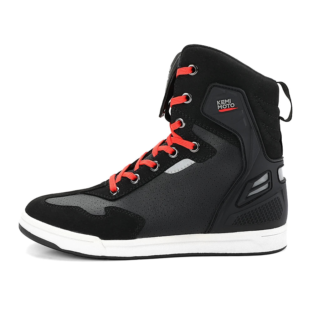 Giày Boots Nam Đi Xe Máy Phản Quang Bảo Hộ Thoáng Khí