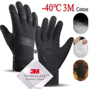 Găng tay màu đen chịu lạnh -40°C, logo 3M, bề mặt chống trượt và chống nước.