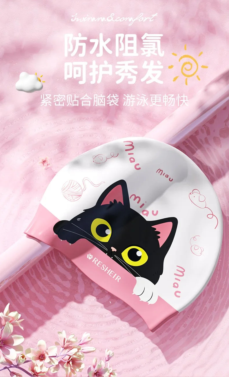 Mũ Bơi Trẻ Em Hoạt Hình Chống Nước Bảo Vệ Tai