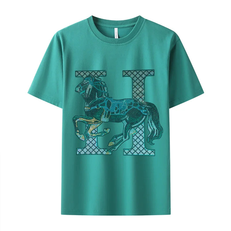 Áo Thun Nam Cotton Họa Tiết Kim Cương Thoải Mái