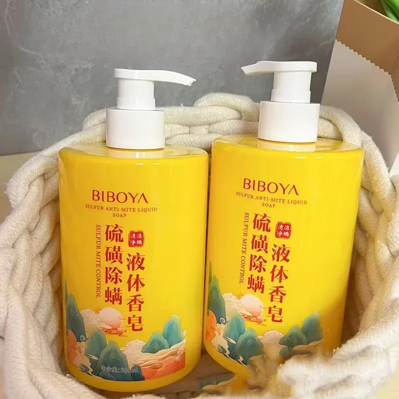 500ml Sulfur Mite Removal Liquid Soap Body Wash Cleaning Large Bottle Body Cleansers Shower gel