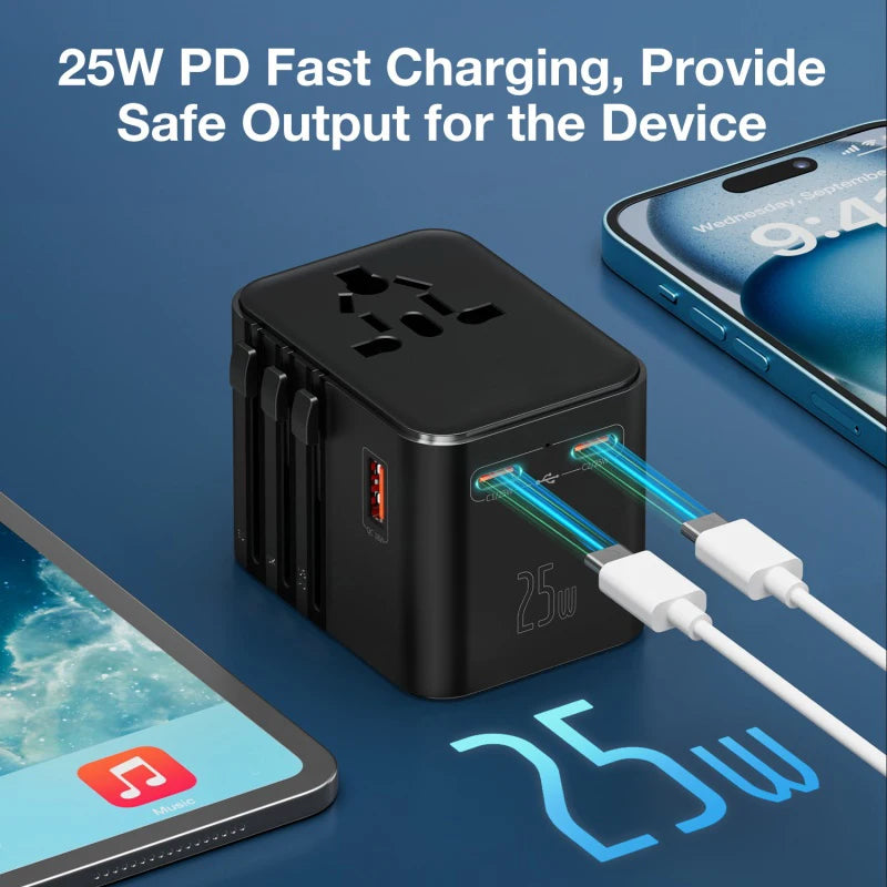 Bộ Chuyển Đổi Du Lịch JINGMIN 4 Cổng AC, 3 Cổng USB-C - Daisan Mart