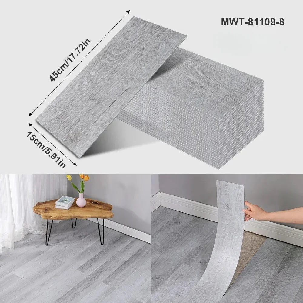 45x15cm Floor Sticker Wall Sticker Modern Self-adhesive Thick PVC Wood Grain Floor Sticker Living Room Bedroom Decoration